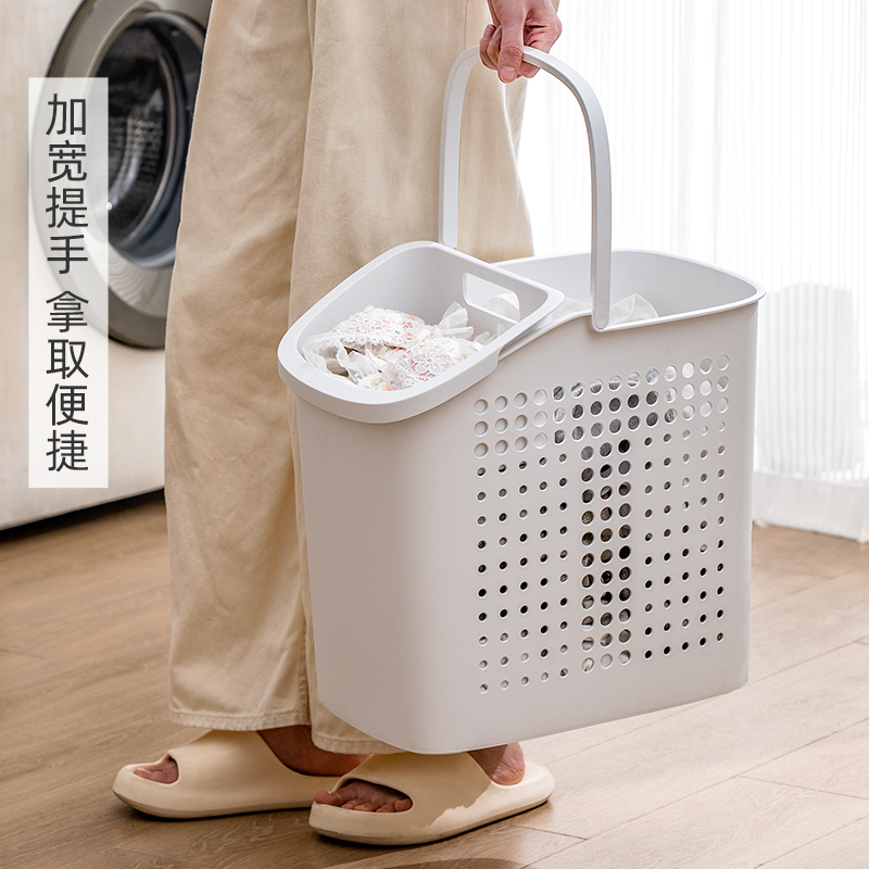 巧腾脏衣篮家用洗澡塑料脏衣服可折叠壁挂收纳窄筐浴室移动脏衣篓