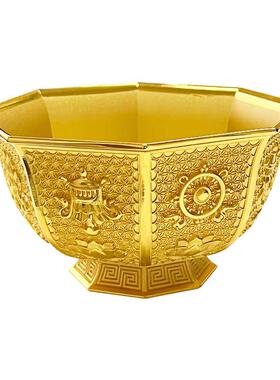 《八宝吉祥金碗》高浮雕錾刻古法鎏金家居装饰收藏摆件