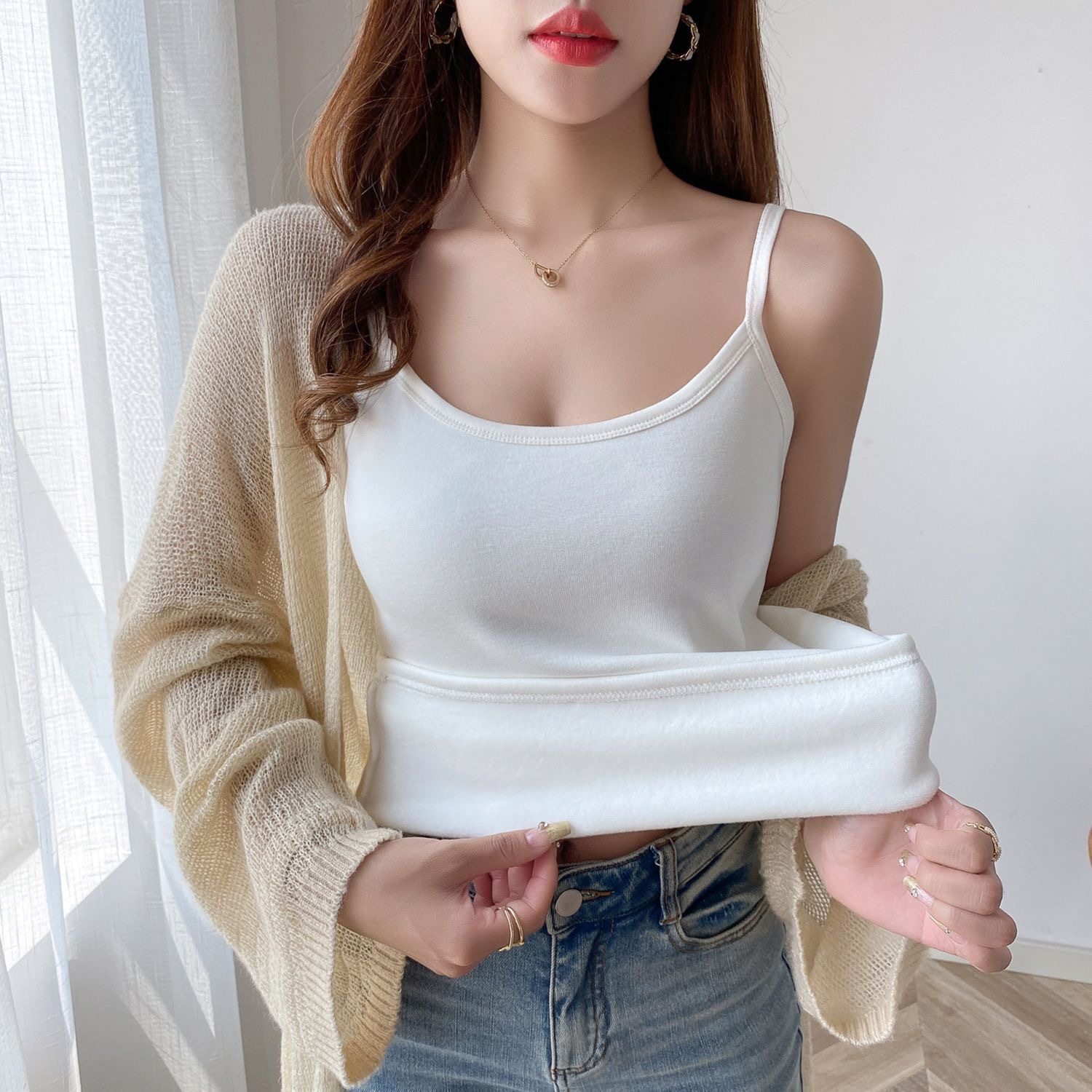 加厚加绒保暖吊带背心女2025秋冬季加厚内搭纯色显瘦打底衫上衣女,淘宝优惠券,粉丝福利购,淘宝优惠卷