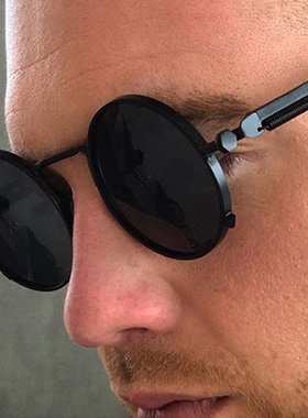 复古圆框墨镜男款大脸开车专用高级感痞帅防紫外线防强光太阳眼镜