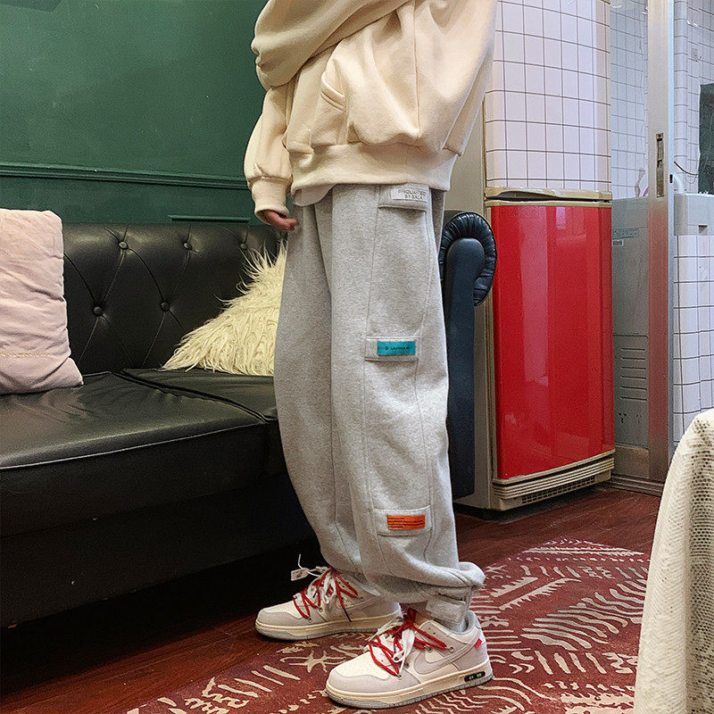 加绒加厚男2021新款ins宽松卫裤 启乘卫裤