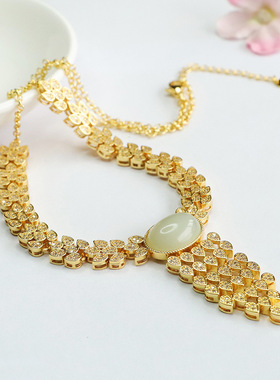 天然和田玉项链轻奢晴水玉石晚装链女士款礼品气质文雅大气饰品