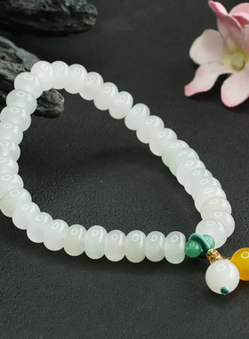 天然玉石手串天山翠玉算盘珠手链复古民族风手饰品情侣闺蜜礼物