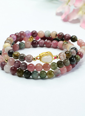 天然巴西碧玺手串多圈手链水晶女士款礼品气质文雅大气饰品礼品