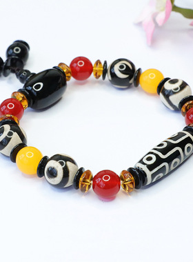三九眼天珠玛瑙手串寺庙景区民族手链复古民族风饰品时尚个性礼物