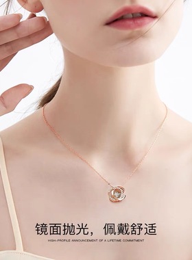 南非真钻钛钢吊坠双C款钻石项链挂坠ins流行简约个性饰品女士款