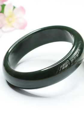 天然和田玉手镯塔青黑羊脂镯子珠宝女士款礼品气质文雅大气饰品