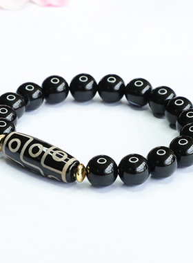 九眼天珠手串黑玛瑙手链水晶珠宝复古风男女士吉祥纳福礼物饰品