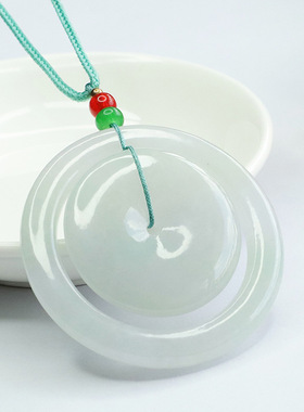 天然缅甸A货翡翠冰种子母扣吊坠仿古扣挂件男女士复古风项链挂件