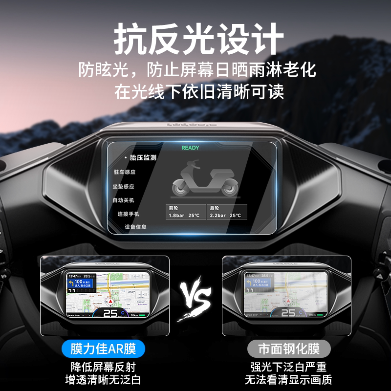 膜力佳适用九号m395cmax电动车仪表屏幕AR膜f2z110高清防反光贴膜 - 图1