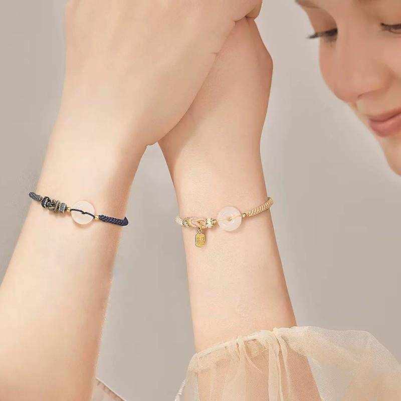 平安扣情侣手链一对情侣款女生手环手绳妇女节情人节礼物送男女友