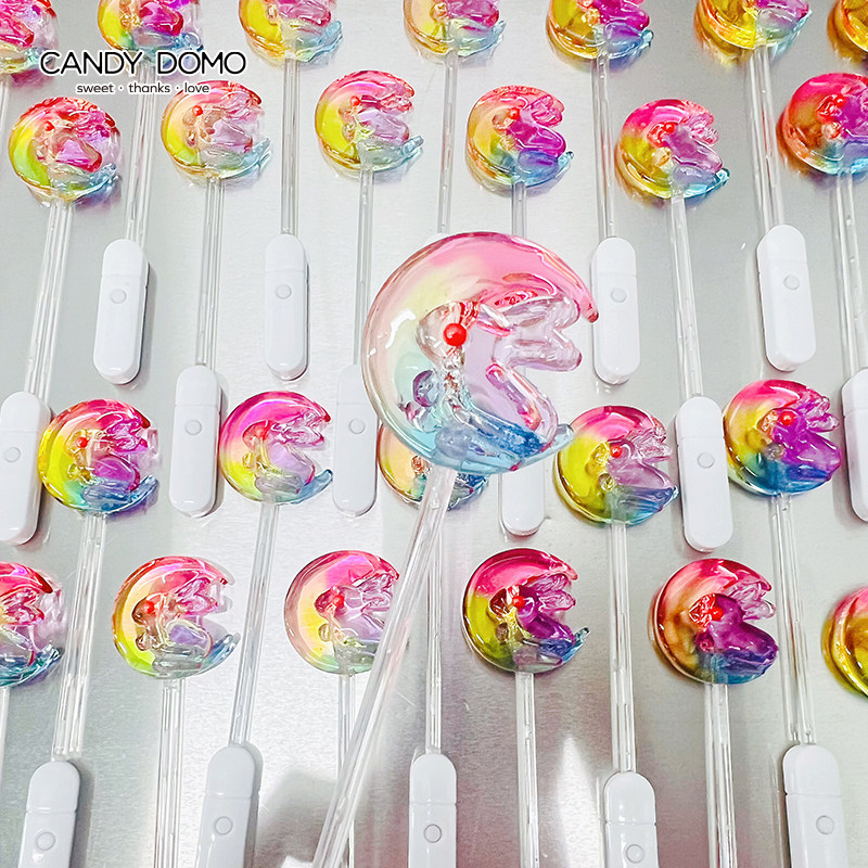 CANDYDOMO手工高颜值发光兔棒棒糖兔子串串软糖水果味新年送礼,淘宝优惠券,粉丝福利购,淘宝优惠卷