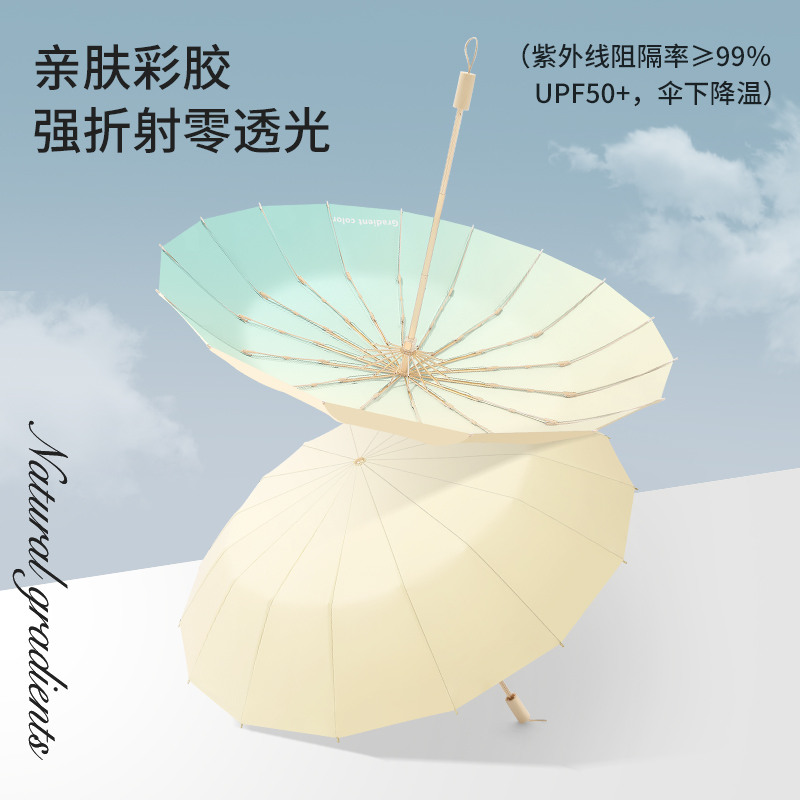 姬祖莲高级感防晒太阳伞防紫外线女折叠加大晴雨两用遮阳伞upf50+ - 图1