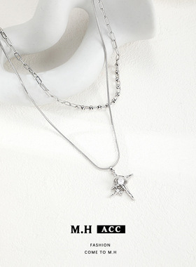 四芒星珍珠甜酷小众项链