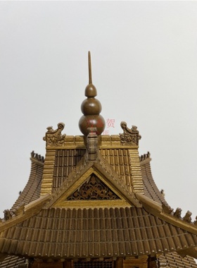木雕新中式摆件古建筑模型光岳楼