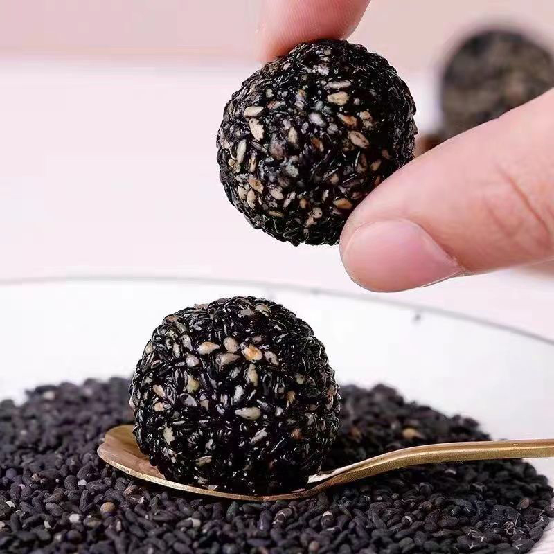 枣乐趣九蒸九晒黑芝麻丸独立包装男女纯黑芝麻球休闲零食
