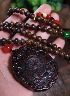 保真披毛犀吊坠十二生肖虚空藏菩萨配沉香链原创高端养生文玩吊坠