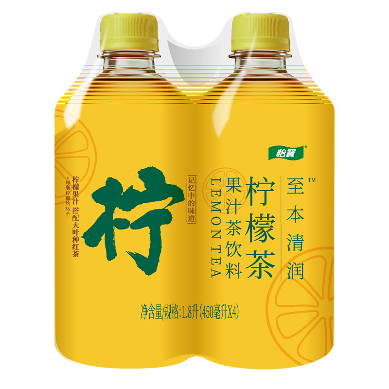 怡宝官方旗舰店怡宝至本清润柠檬茶果汁茶饮料450ml*4瓶膜包 - 图1