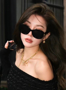 韩版气质黑色遮阳墨镜女潮圆脸大框高级感街拍网红防晒太阳眼镜男