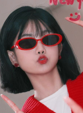 新年红色椭圆ins网红墨镜女生日派对装饰结婚拍照搞怪趣味太阳镜