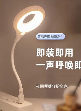 智能语音控制小夜灯泡USB声控感应卧室床头睡眠家用2024新款台灯