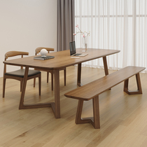 Nordic Full Solid Wood Office Computer Desk Home Living Room Large Book Table Simple Strip Table Double Desk Study Table