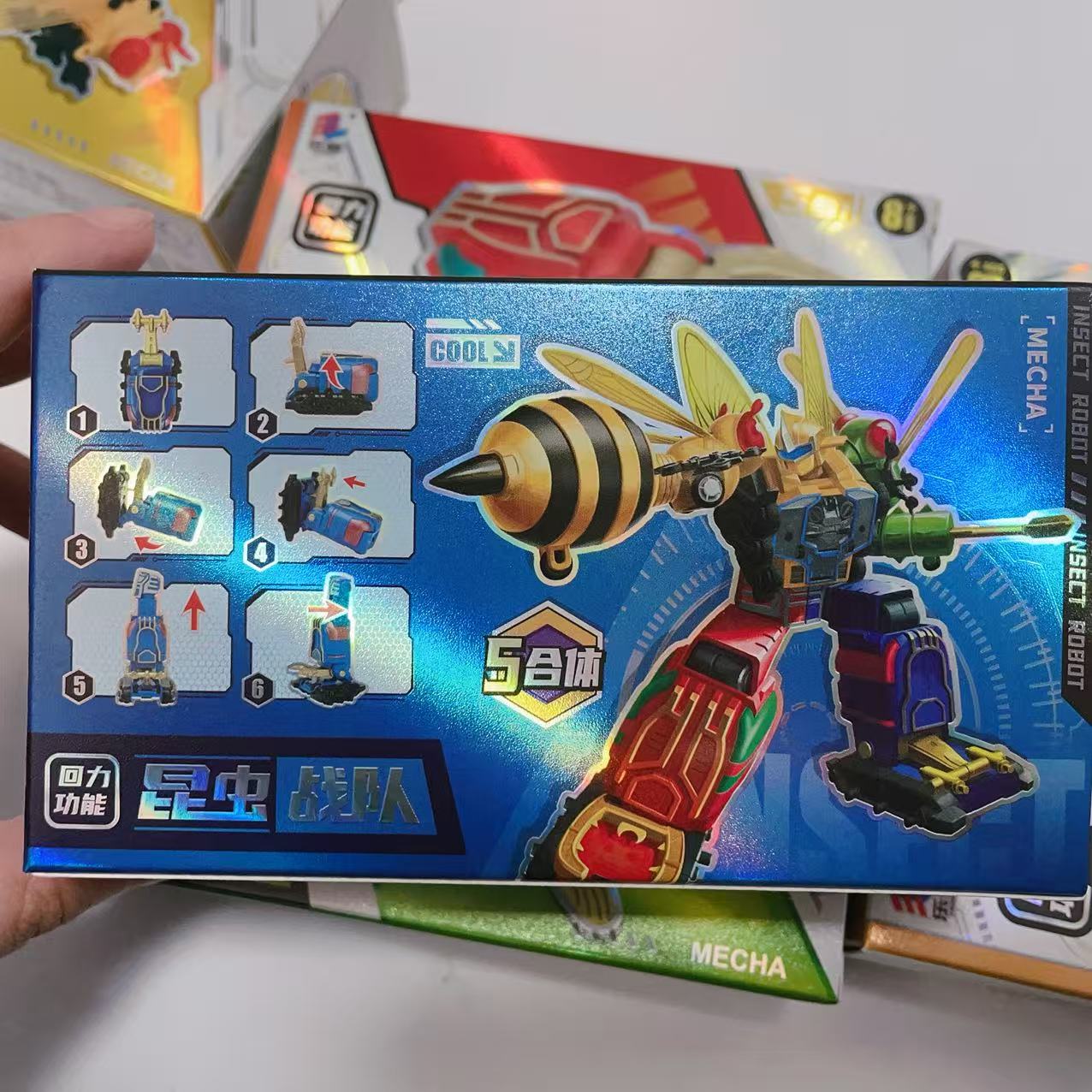 昆虫战队变形蜜蜂蜻蜓甲虫五神兽合体儿童玩具机器人模型 - 图3