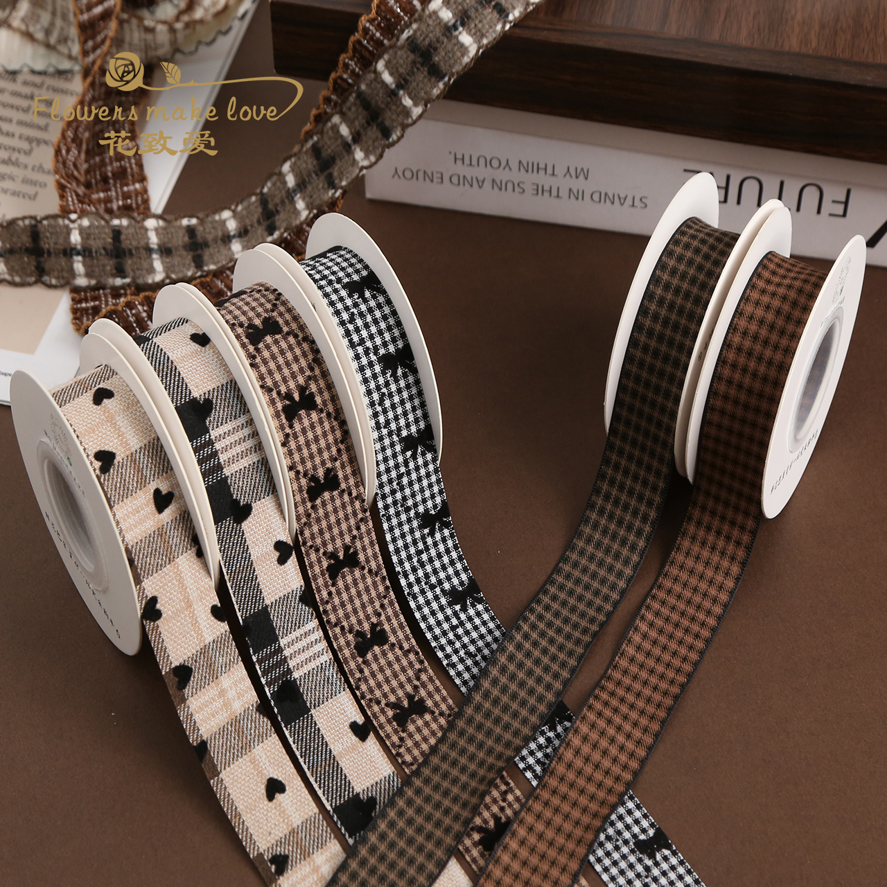 美拉德焦糖咖啡系列丝带秋冬氛围感缎带高级感鲜花束礼品包装绑带 - 图2