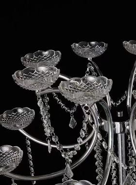 婚庆新款水晶桌花花器酒店婚礼堂舞台餐桌桌面摆件装饰品道具珠帘