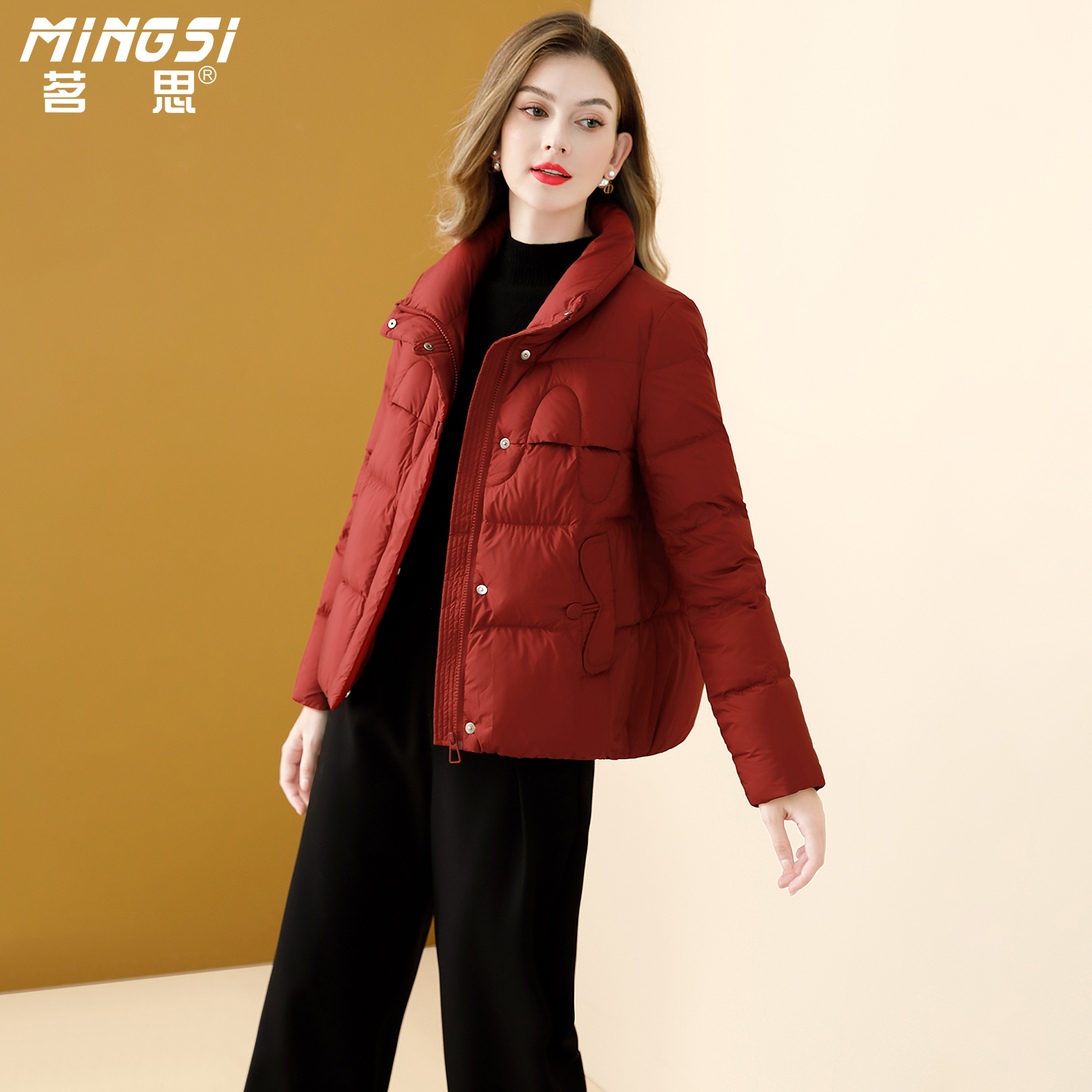 茗思小个子白鸭绒短款羽绒服女2025冬季新款百搭纯色时尚保暖外套 - 图1