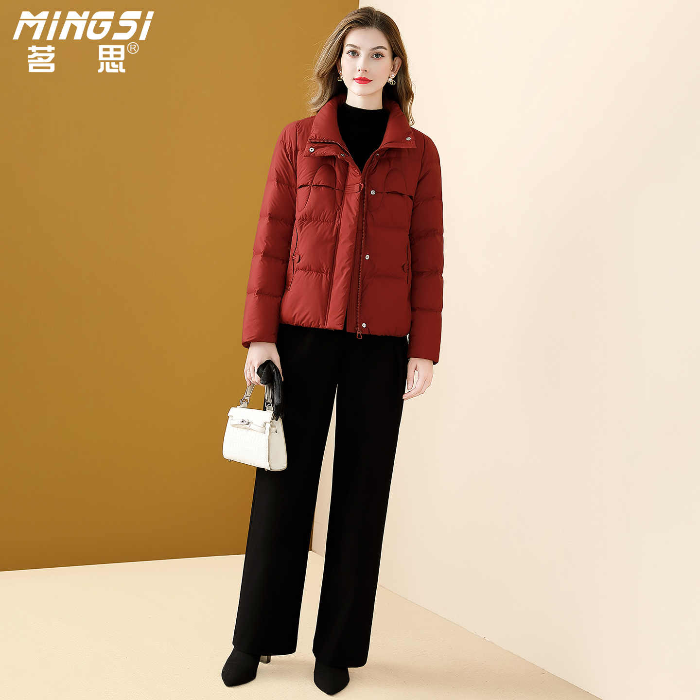 茗思小个子白鸭绒短款羽绒服女2025冬季新款百搭纯色时尚保暖外套 - 图2