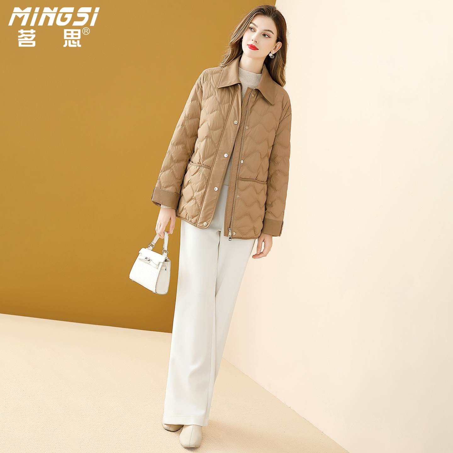 茗思中长款90鹅绒轻薄羽绒服女2025冬季新款气质通勤宽松保暖外套 - 图2