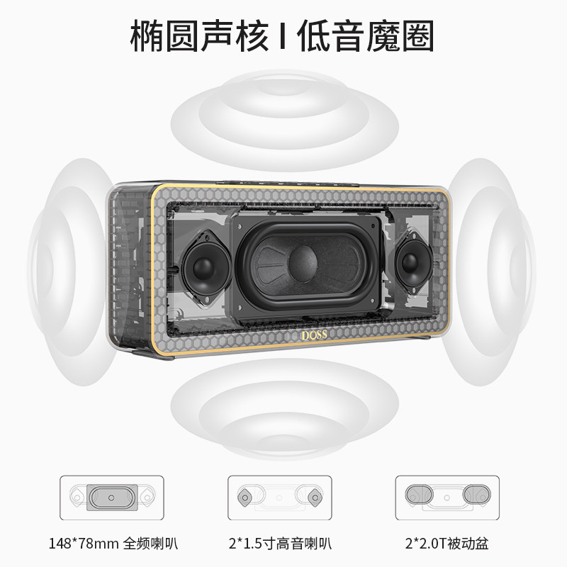 DOSS蓝牙音响魔砖6代复古家用客厅环绕户外便携电脑桌面德仕音箱,淘宝优惠券,粉丝福利购,淘宝优惠卷