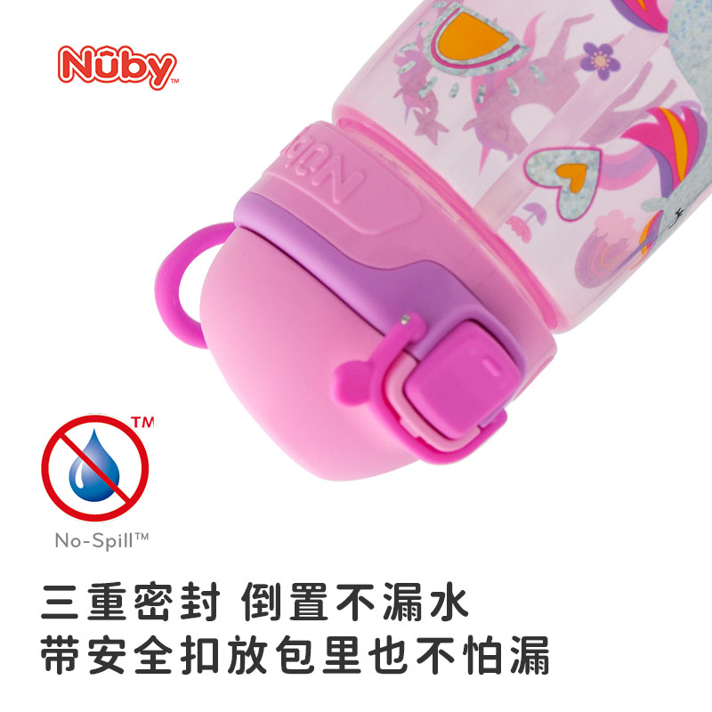 Nuby努比新品闪亮轻巧大容量运动水杯防漏便携儿童吸管杯415ml - 图2