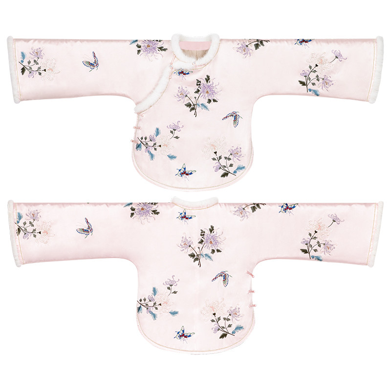 粉韵琅华丨一城风絮丨秋冬真丝缎貂毛绣花保暖倒大袖国风毛条上衣,淘宝优惠券,粉丝福利购,淘宝优惠卷