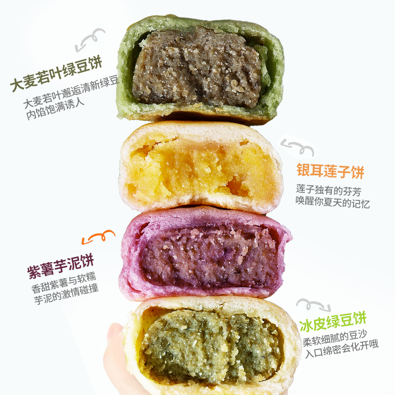 滇二娃农科院冰皮绿豆饼紫薯芋泥饼绿豆糕点网红零食小吃休闲食品-图2