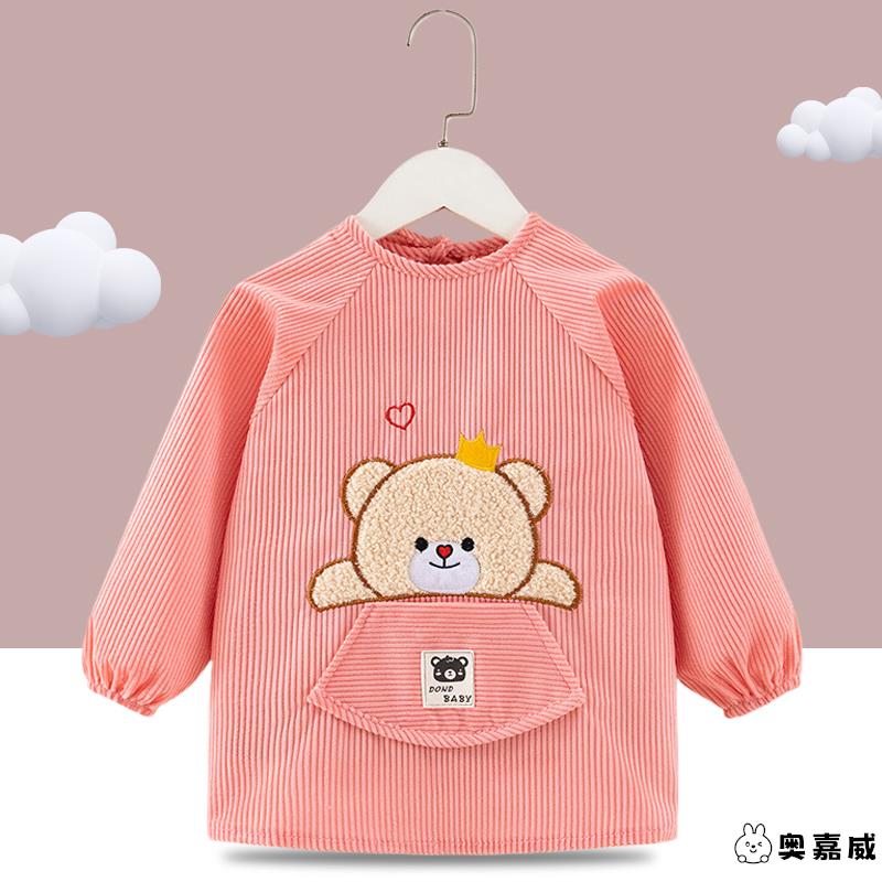 Winter baby eating waterproof smock, children's bib, stylish rice bag, reverse dressing, food supplement, protective clothing, reverse coat, thickened