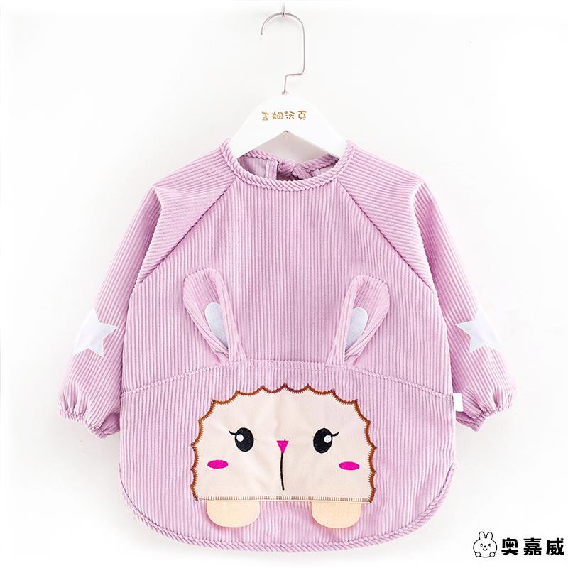 Winter baby eating waterproof smock, children's autumn long-sleeved apron, anti-dirty anti-wear protective bib, baby protective cover