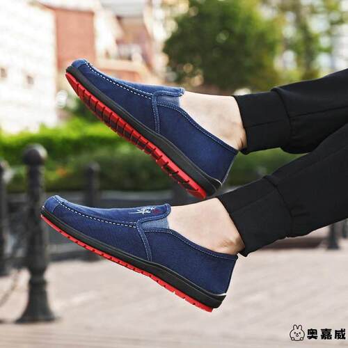 老北京布鞋男款工作鞋2026新款春秋一脚蹬懒人鞋防滑耐磨休闲帆 - 图0