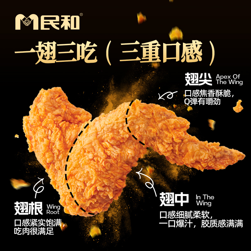 民和脆皮哇！全翅空气炸锅半成品食材烤翅翅中翅根鸡翅炸鸡美食