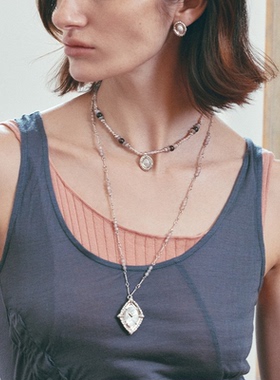 25AW棱形贝母怀表项链