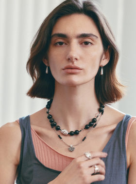 ATELIERSO扇形贝母串珠项链