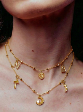 ATELIERSO 【董洁同款】字母爱心香水瓶项链金色系列