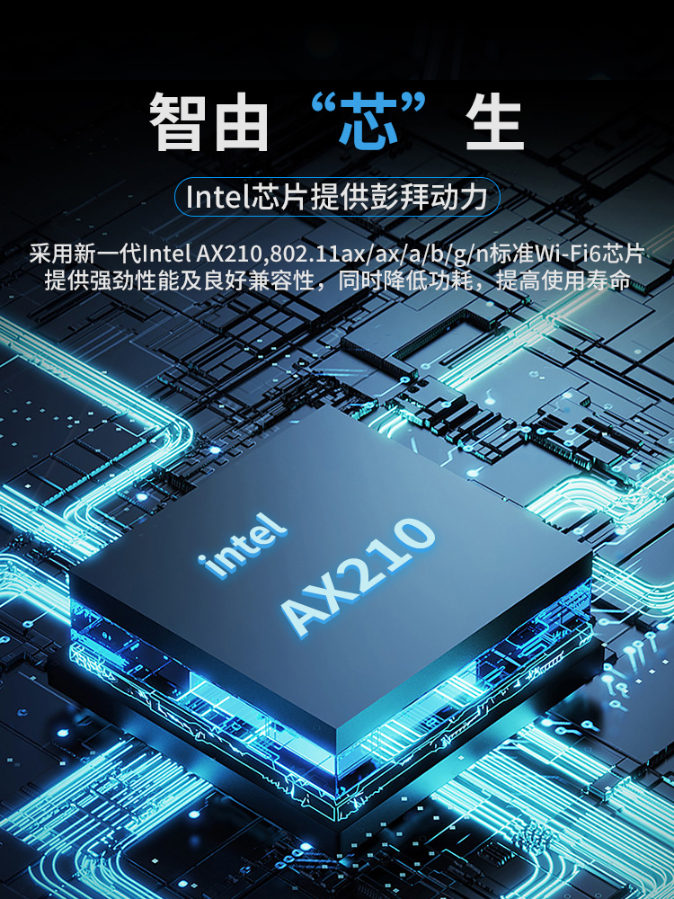 中天通信【ZT-NET】 intelAX210无线网卡笔记本M.2接口蓝牙5.3 WIFI6无线网卡AX210 5400M - 图1