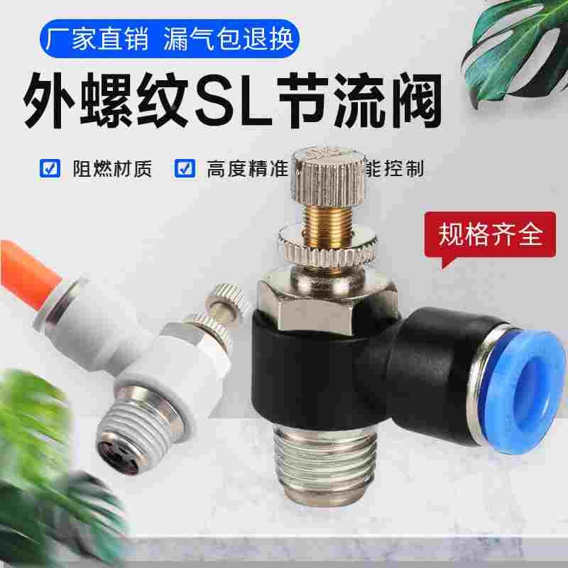 气动快速SL6-01白色节流阀SL8-02插管接头可调SL4-M5/10-03/12-04 - 图1