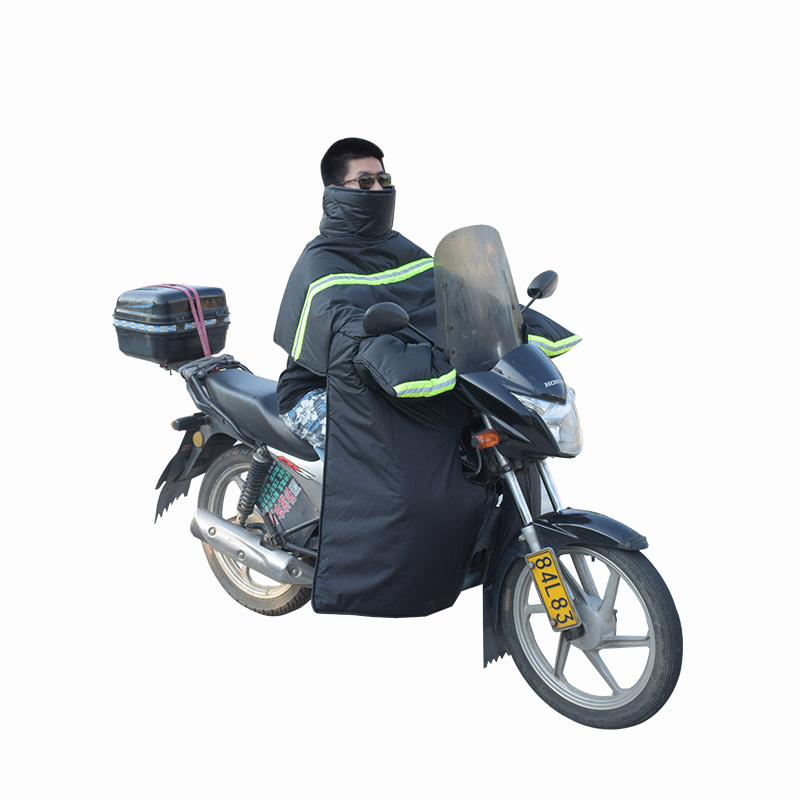 跨骑弯梁摩托车挡风被冬季男士125加大加厚加绒防水护膝150防风罩-图3