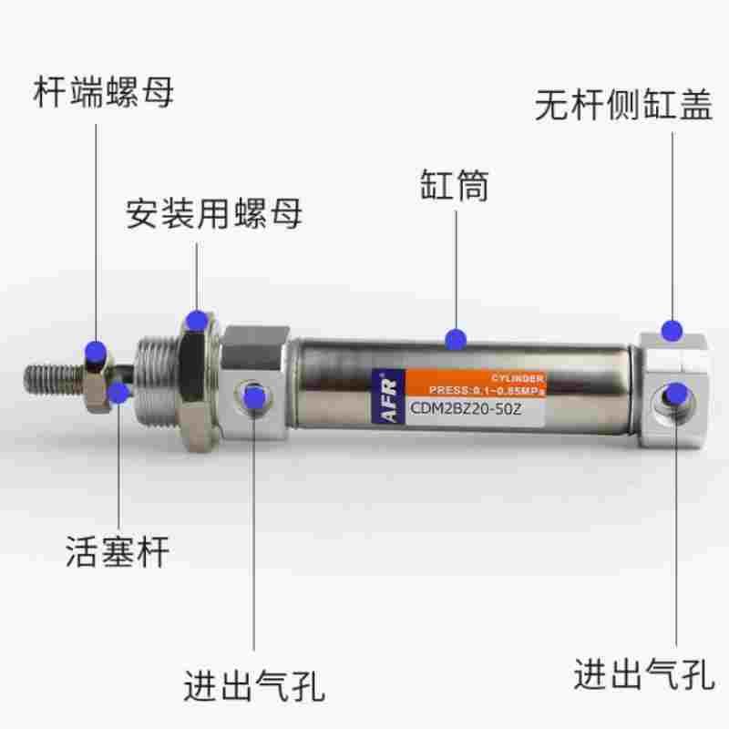 气动杆不旋转不锈钢迷你气缸 CDM2KB20 CM2KB25 32 40-50 75 100Z - 图0