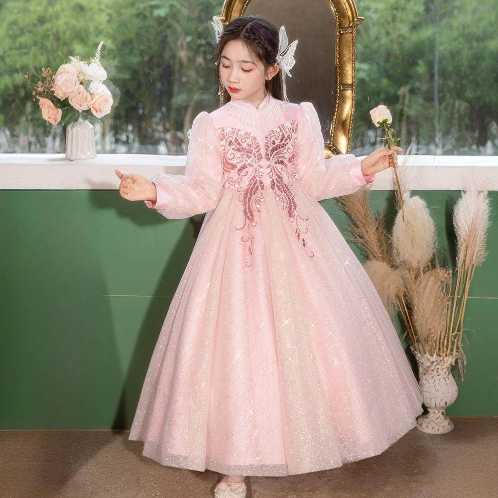 女童礼服秋冬长袖公主裙女孩轻奢钢琴演奏演出服花童婚礼生日礼服,淘宝优惠券,粉丝福利购,淘宝优惠卷