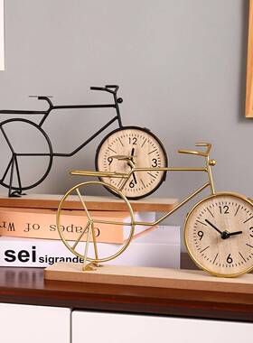 欧式简约钟表自行车家居客厅玄关酒柜装饰摆件创意艺术品装饰摆设
