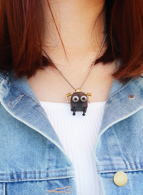 皮绳机器人木质diy情侣项链潮流